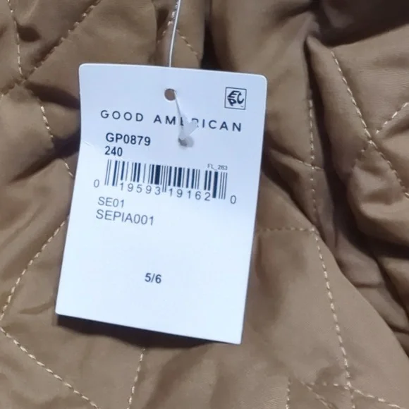 NWT Good American Quilted Sherpa Button Shacket Jacket Brown 🤎 5/6 XXL/3XL - Picture 9 of 10
